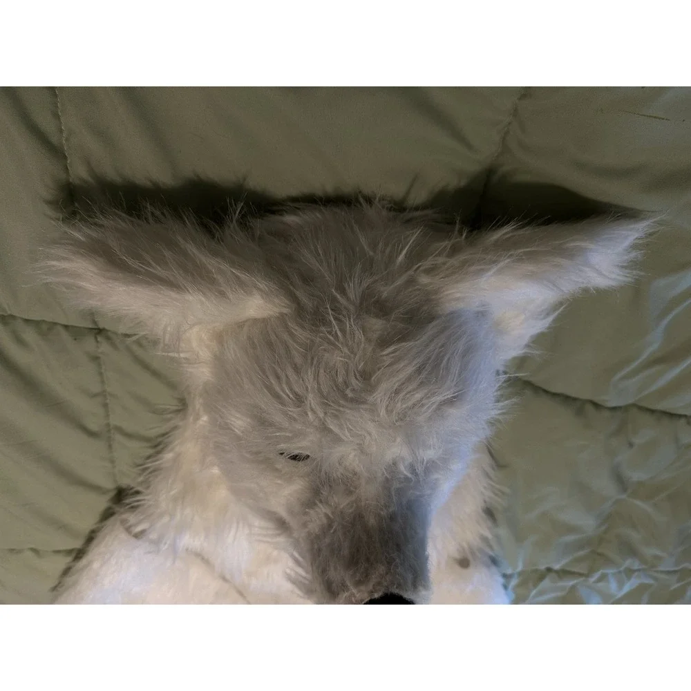 White Wolf Fox Fur Moving Mouth Mask Halloween
